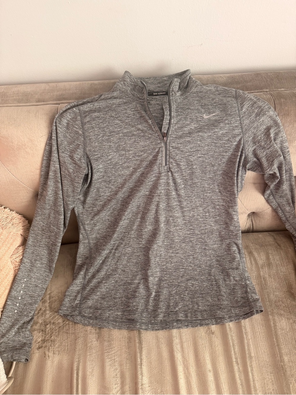 Nike Women's Gray Quarter-Zip Long Sleeve Pullover
